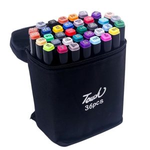 Estojo De Canetinhas Ponta Dupla 36 Cores Escolar