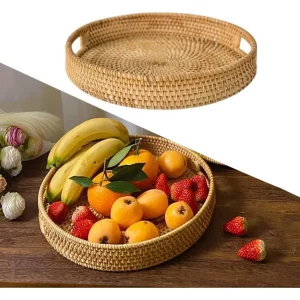 Bandeja Decorativa em Vime com Alças Luxo