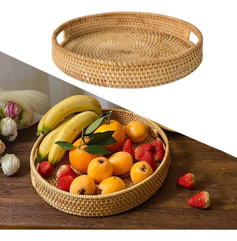 Bandeja Decorativa em Vime com Alças Luxo