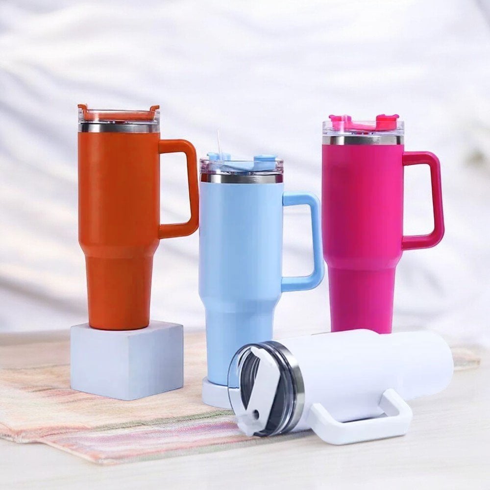 Caneca Térmica Grande 1200ml Canudo E Revestimento De Plástico