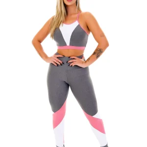 Conjunto Tricolor Mescla Top e Legging